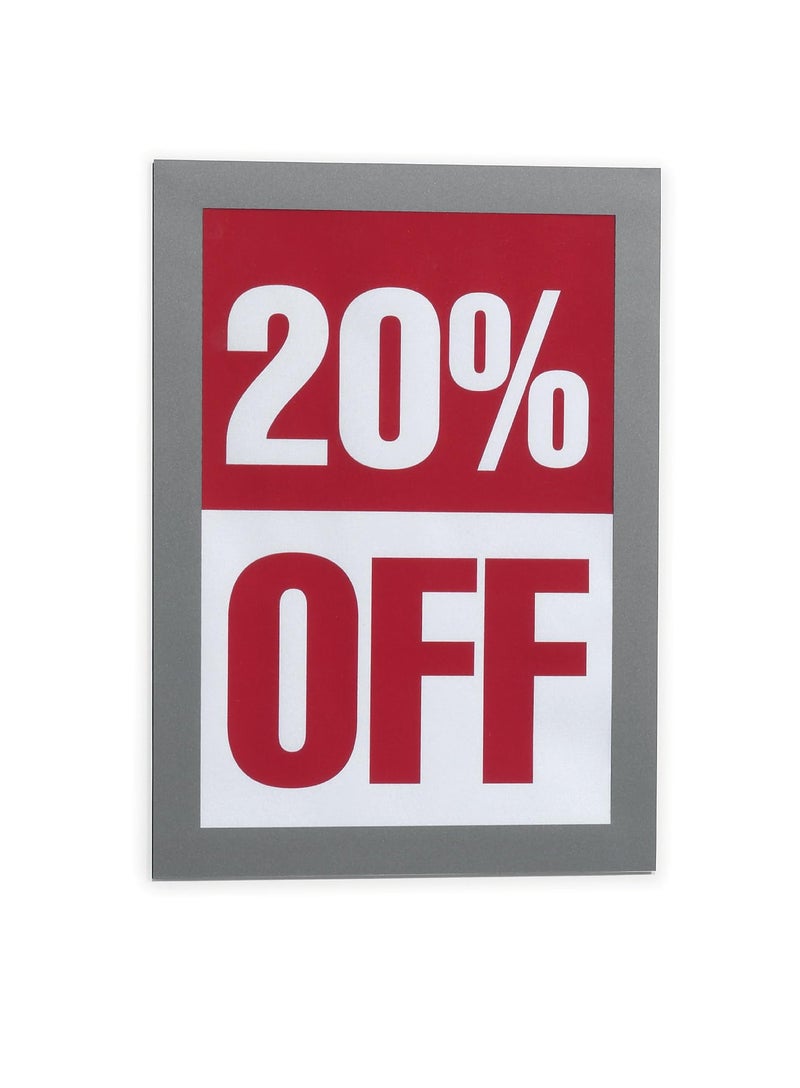 Durable Duraframe Self Adhesive Magnetic Sign Holder in Half Letter-Size 5.5" x 8.5" Inches - Silver Frame - Pack of 2 - Image 1